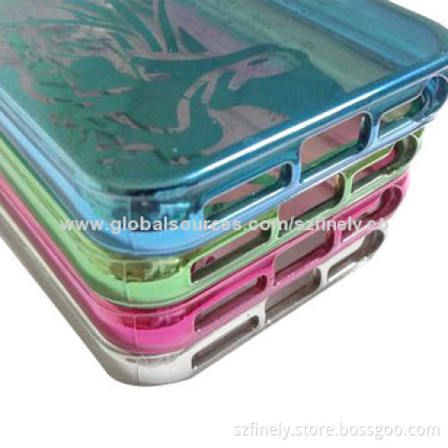 Plated PC case for iPhone 5/5S, vacuum plating, laser carve patterns, various colors